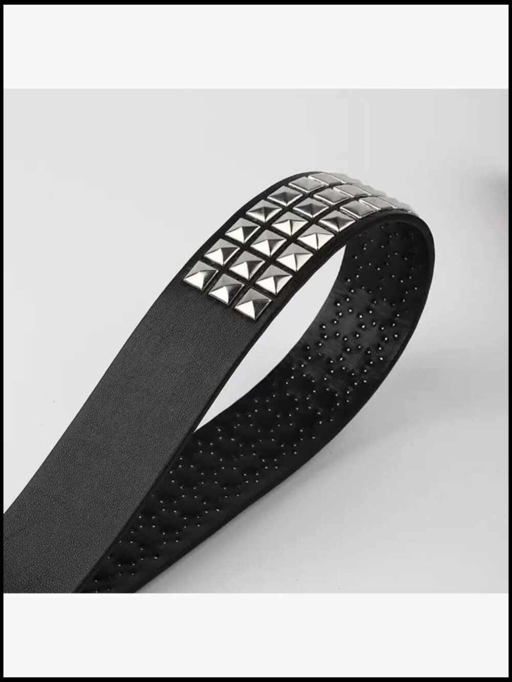 Faux Leather Studded Belt with Pyramid Studs Punk Rock Style - Picture 6 of 6